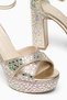 Gold Stone Platform Heeled Evening Dress Shoes - 4