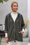 Italian Khaki Hooded Long-Sleeve Zippered Pocket Jacket with Paneled Leather Trim and Casual Velvet Woven Fabric 69 65 - 5