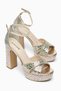 Gold Stone Platform Heeled Evening Dress Shoes - 3