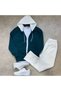 Men's 3-Ply Brushed Inside Hooded Sweatshirt and Straight Leg Sweatpants Set – Two-Tone Hood Detail with Zip Detail - 2