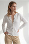 Women's White Diamond Patterned Fine Knit Cardigan HRK-19000535 - 4