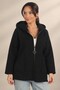 Women's Hooded, Front Zippered, Pouch-Pocketed Cardigan - 2