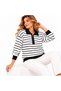 Women's Striped Polo Collar Knit Sweater