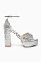 Silver Stone Platform Heeled Evening Dress Shoes