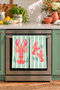 Coral Lobster Green Striped Pattern Digitally Printed 2-Piece Kitchen Towel Set, 35x55 cm - 2