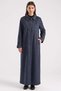 Plus-Size Suede Trench Coat with Embroidered Collar and Sleeve Detail, NAVY 6931 - 4
