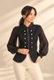 Women's Collared Long-Sleeved Chiffon Jacket with Front Zippered Napoleon Sleeves - 2