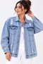 New Season Women's Oversized Denim Jacket with Ripped Details, Pocket Detail, and Buttons
