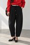 Relaxed Fit Black Double-Pleated Barrel Pants - 2