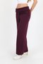 Women's Plum-Colored Rolled Hem Pants with Adjustable Cuffs, Barrel Fit, Loose Fit - H6187 - 6