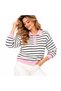 Women's Striped Polo Collar Knit Sweater - 2