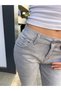 Angel Low-Rise Soft Denim Gray Washed Embellished with Stones Flared Jeans - 8