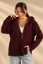 Women's Hooded, Front Zippered, Pouch-Pocketed Cardigan - 3