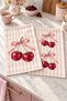 Cherry Ribbon Pink Striped Pattern Digitally Printed 2-Piece Kitchen Towel Set, 35x55 cm
