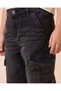 Boys Black Solid Cargo Jeans - 3