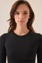 Black Fitted Short-Sleeved Blouse (Half-Sleeve) - 3