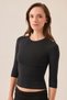 Black Fitted Short-Sleeved Blouse (Half-Sleeve) - 5