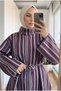 Women's scuba fabric turtleneck mock neck checkered belted modest tunic, 67 cm - 2