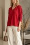 Glittery V-Neck Long-Sleeve Loose-Fit Basic Knit Sweater - 2
