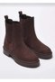 Women's Flat Sole Brown Elastic Chelsea Boots