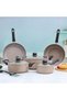Delcasa Granite Coated Non stick Smart Cookware Set 9Pcs DC1577BGE Induction Compatible 26cm Casserole + Lid 20cm Casserole + Lid, 26cm Frypan, 24cm Wok Pan,16cm Saucepan - 2