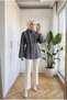 Women's scuba fabric turtleneck mock neck checkered belted modest tunic, 67 cm - 2