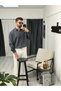 Men's Oversized Cotton Shirt with a Textured, Striped Pattern - 3