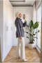 Women's scuba fabric turtleneck mock neck checkered belted modest tunic, 67 cm - 4