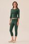 Green Jersey Capri Pants with Fold-Over Hem - 5