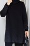 Women's Black Chilled-Yarn Skirt with Glittery Sequins, Ombré, Crew Neck, and Slit—Knit Modest Tunic - 6