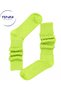Slouch Oversized Cotton Women's Aerobics, Sports, and Pilates Acid Green Ankle Socks - 2