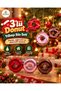 Set of 3 Donut-Shaped Christmas Tree Ornaments – 3 Decorative Christmas Ornaments in Bright Colors (Red, Pink, Brown)