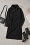 100% Cotton Black Women's Tunic Dress with Zip Detail - 8
