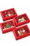 New Year's and Christmas-Themed Red Cardboard Gift Box with Window, 22x15x7 cm, Set of 4 - 5