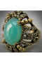 Bronze Women's Ring, Authentic Copper Jewelry, Zircon and Turquoise Stone Inlay, Victorian Style, Adjustable, Vintage - 2