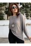Italian Round-Neck Basket-Weave Textured Knit in Taupe Color - 3