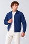Men's Zippered Polo Collar Navy Cardigan - 5