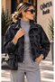 EGZOTİK ASORTİK Women's Velvet Flock-Printed Lined Stylish COAT - 6