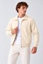 Men's Beige Cardigan with a Polo Collar and Zipper - 5