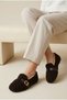 Women's Belt Detail, Lambswool, Soft Sole, Indoor and Outdoor Ballet Flats - 8
