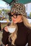 Leopard-Print Plush Soft-Textured Bucket Hat
