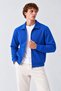 Men's Zippered Polo Collar Indigo Cardigan
