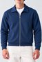 Men's Zippered Polo Collar Navy Cardigan - 6