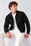 Men's Black Cardigan with a Polo Collar and Zipper - 3