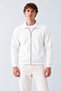 Men's White Cardigan with a Polo Collar and Zipper - 2