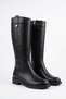 Perlen side buckle detail women's boots, black leather. - 2