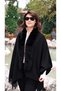 Fur-Trimmed Soft-Textured Poncho with Tassels