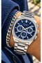 FUNCTIONS: ACTIVE - SILVER STEEL STRAP - NAVY BLUE DIAL - MEN'S WATCH + BRACELET