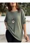 Italian Round-Neck Textured Basket-Weave Knit, Khaki - 2