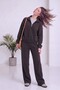 Women's half-zip sweatshirt and wide-leg sweatpants set—Brown, Black - 3